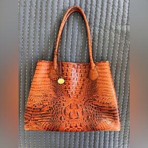 Brahmin brown crocodile embossed tote